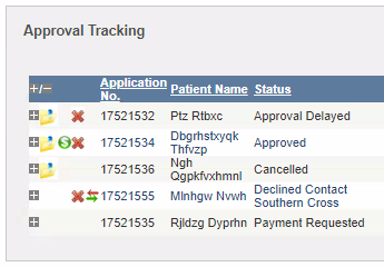 provider-web-updates-2020-approval-tracking A screenshot of the approval tracking tool in Southern Cross Provider Web